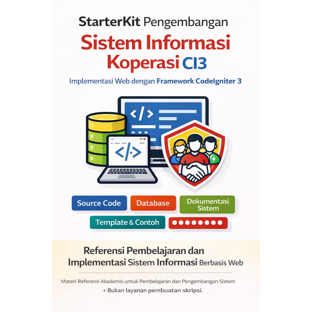 Cover StarterKit Skripsi Sistem Informasi Koperasi CI3 - Ebook Developer